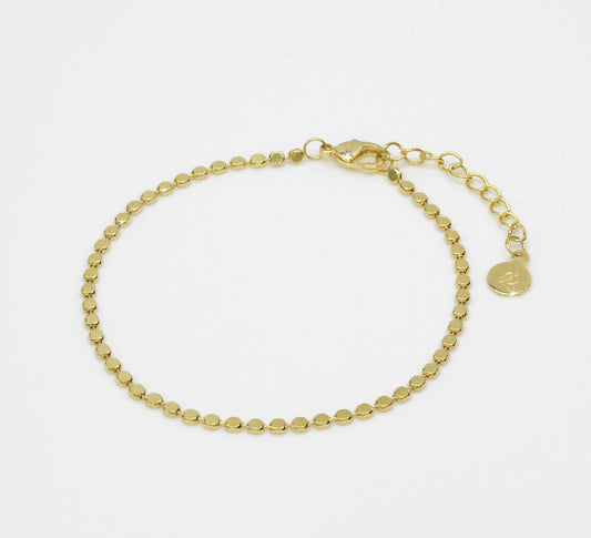 Dainty Flat Faceted Bead Bracelet • 14K Gold or Silver Delicate Bracelet • Bridesmaids Gifts • Wedding Bracelet