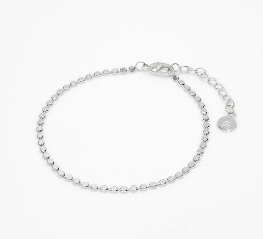 Dainty Flat Faceted Bead Bracelet • 14K Gold or Silver Delicate Bracelet • Bridesmaids Gifts • Wedding Bracelet