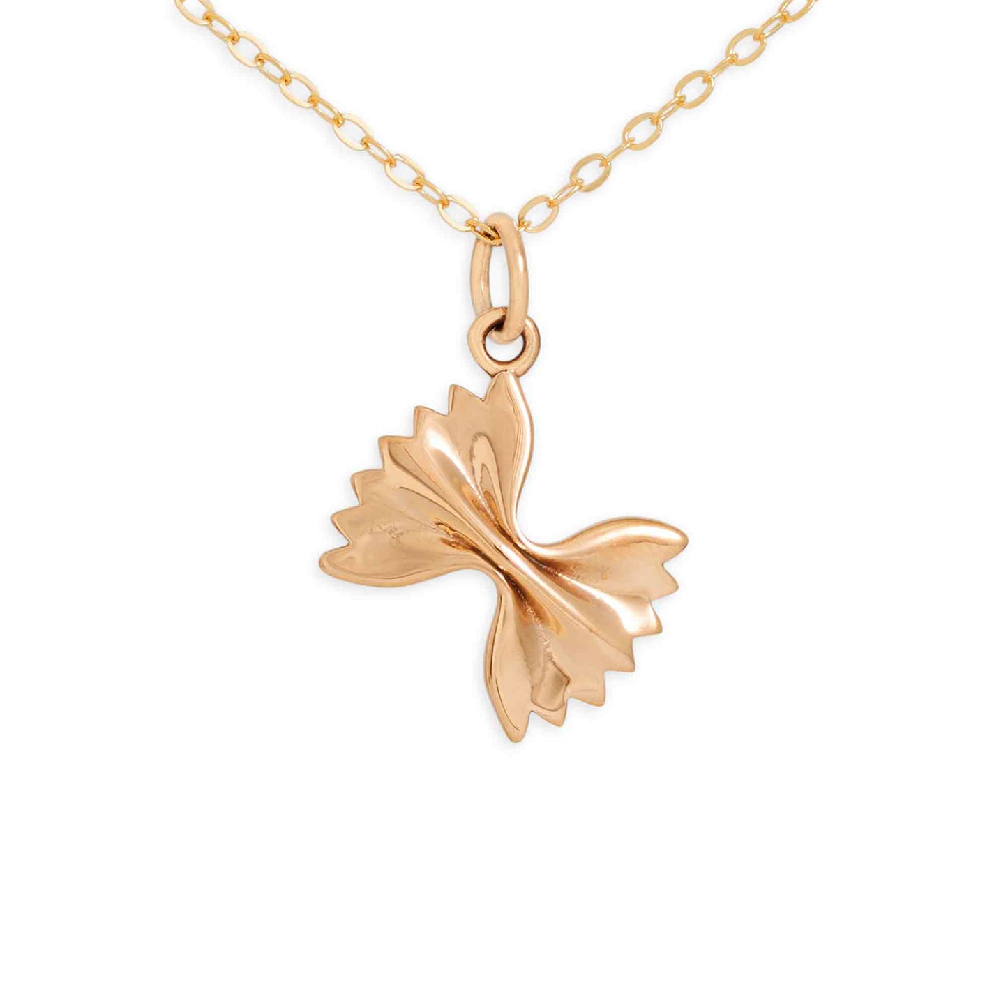 Dainty Bowtie Pasta Charm Necklace – 14k Gold Filled | Handmade Foodie Gift