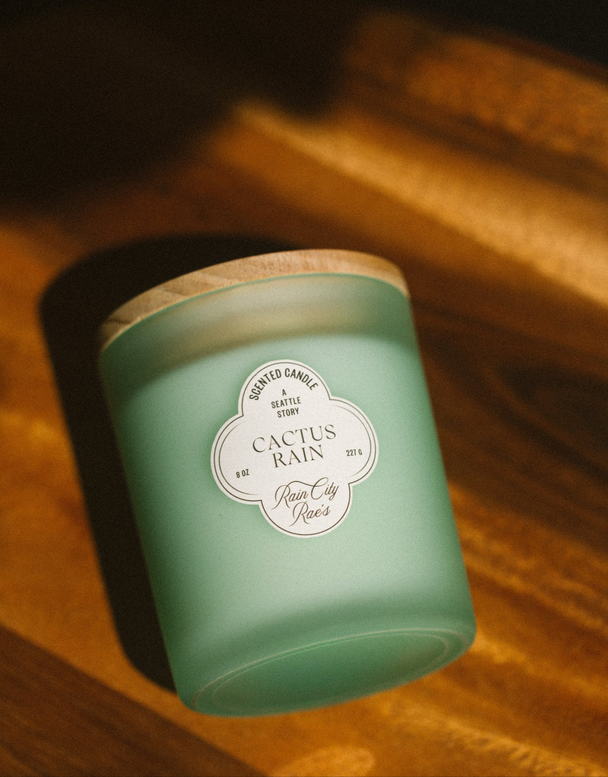 Cactus Rain 8 oz Frosted Candle | Teal Blue