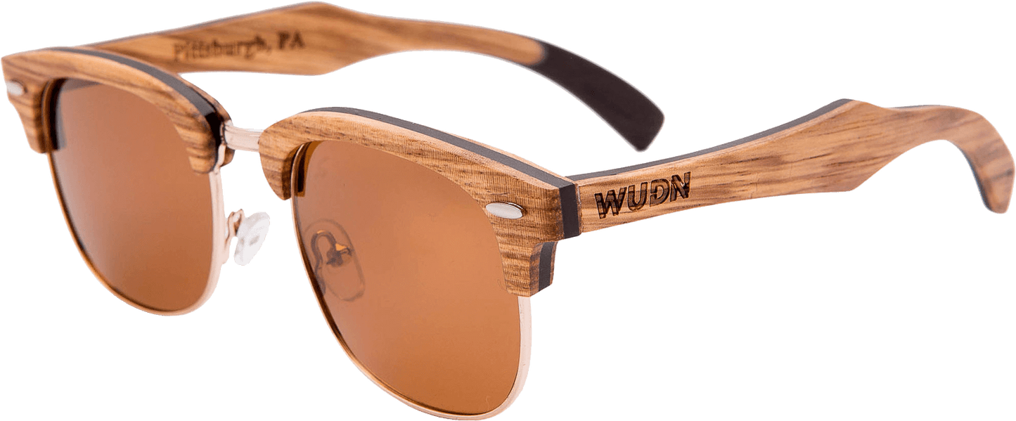Real Zebra 1/2 Wood Vintage Browline RetroShade Sunglasses by WUDN