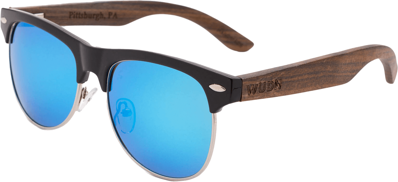 Real Ebony Browline Style RetroShade Sunglasses by WUDN