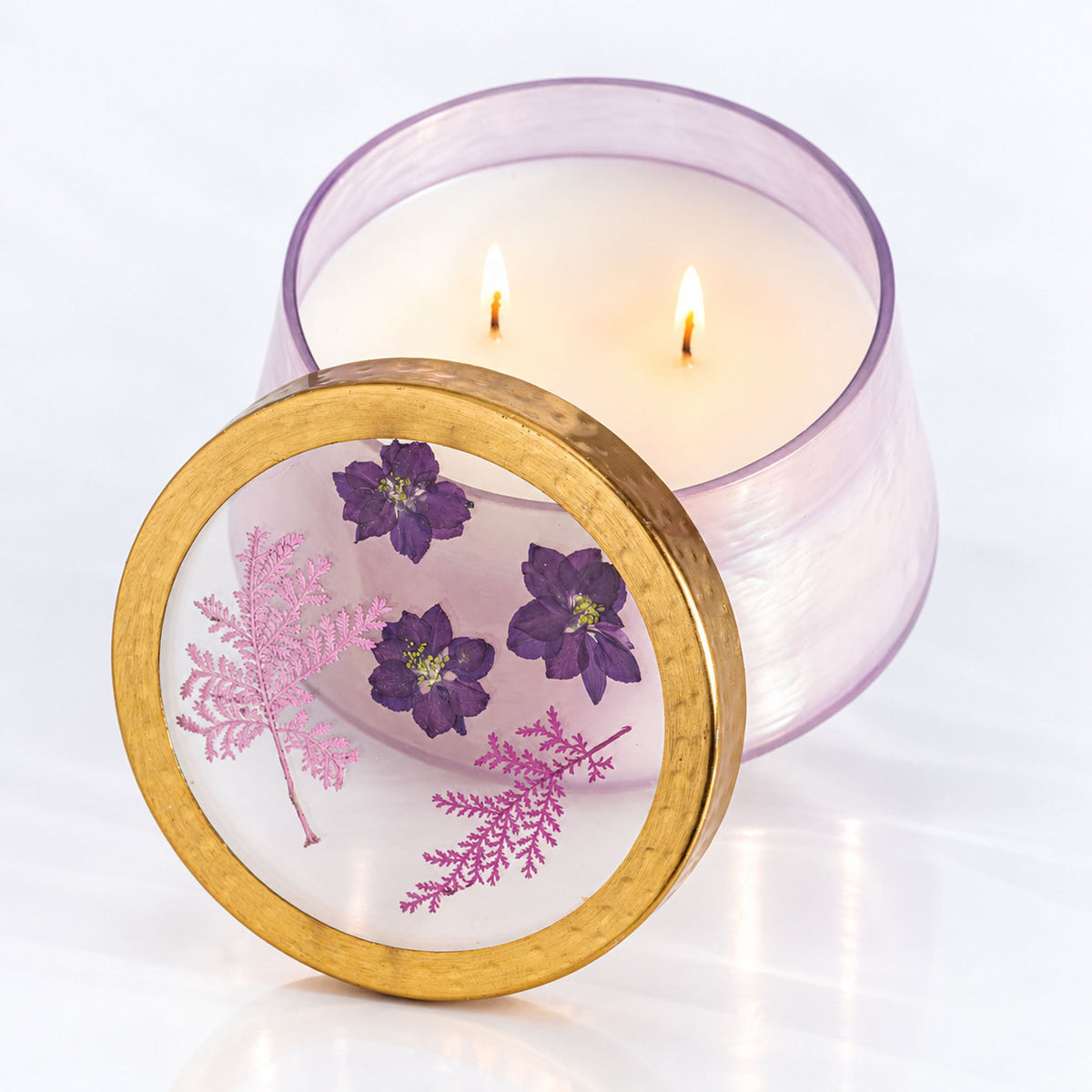 Blackberry & Coconut Large Watercolor Pressed Floral Candle