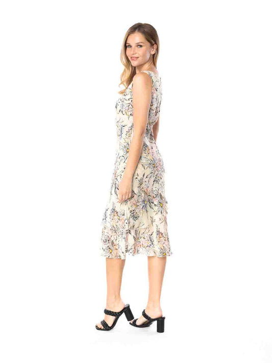 Tianello  "CEZANNE" Print "Sueded" CUPRO  "Iris" Sleeveless Bias Dress