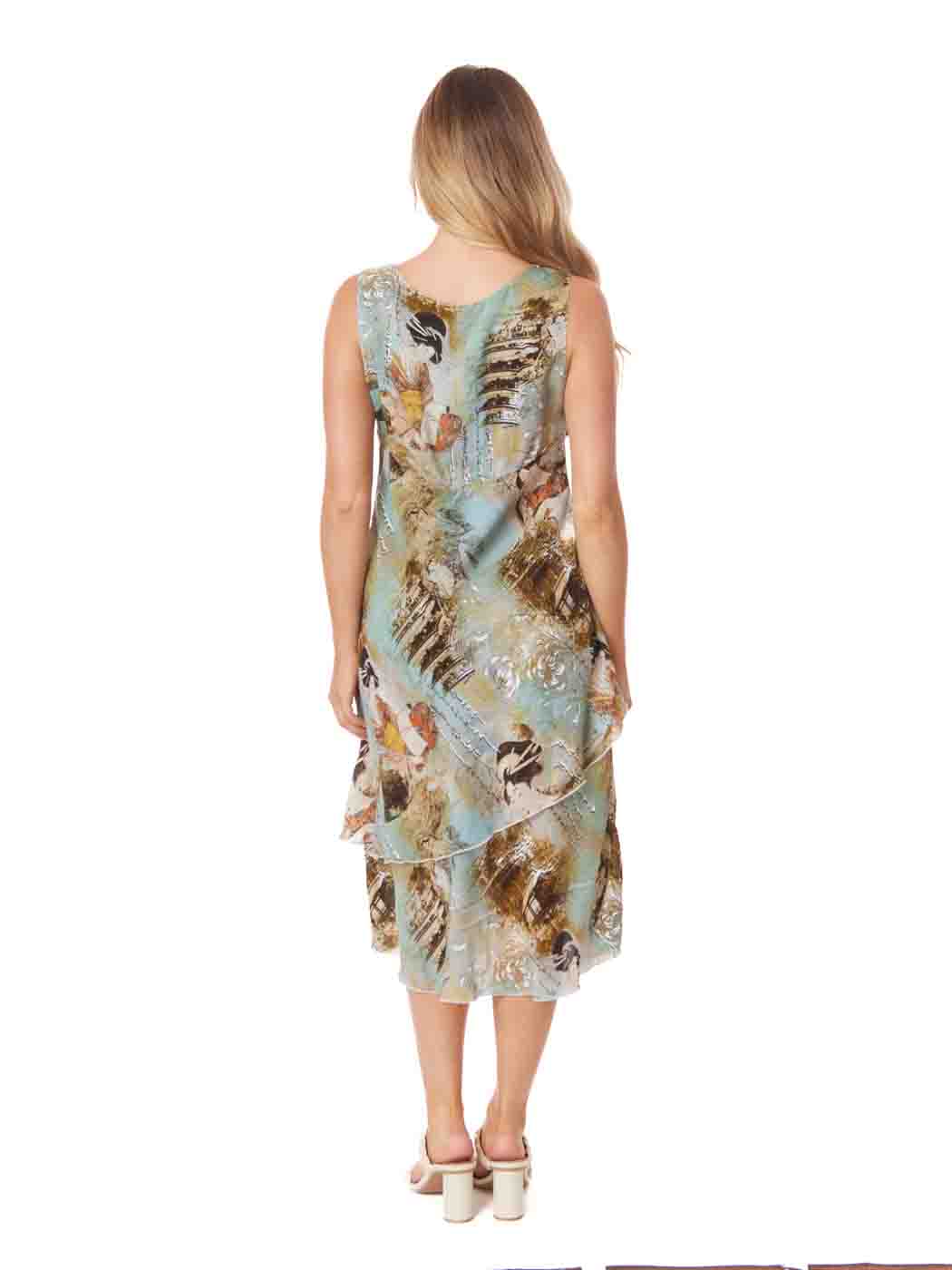 Tianello  "Toruko" Print "Sueded" CUPRO  "Iris" Sleeveless Bias Dress XXS,XS,XL