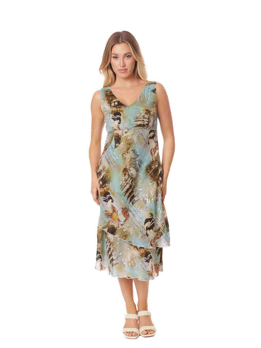 Tianello  "Toruko" Print "Sueded" CUPRO  "Iris" Sleeveless Bias Dress XXS,XS,XL