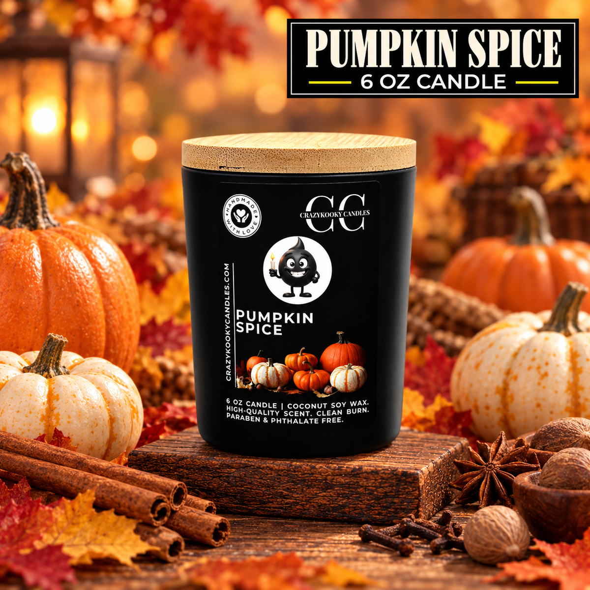 PUMPKIN SPICE - Funny Candle, Scented Coconut Soy Candle, 6oz
