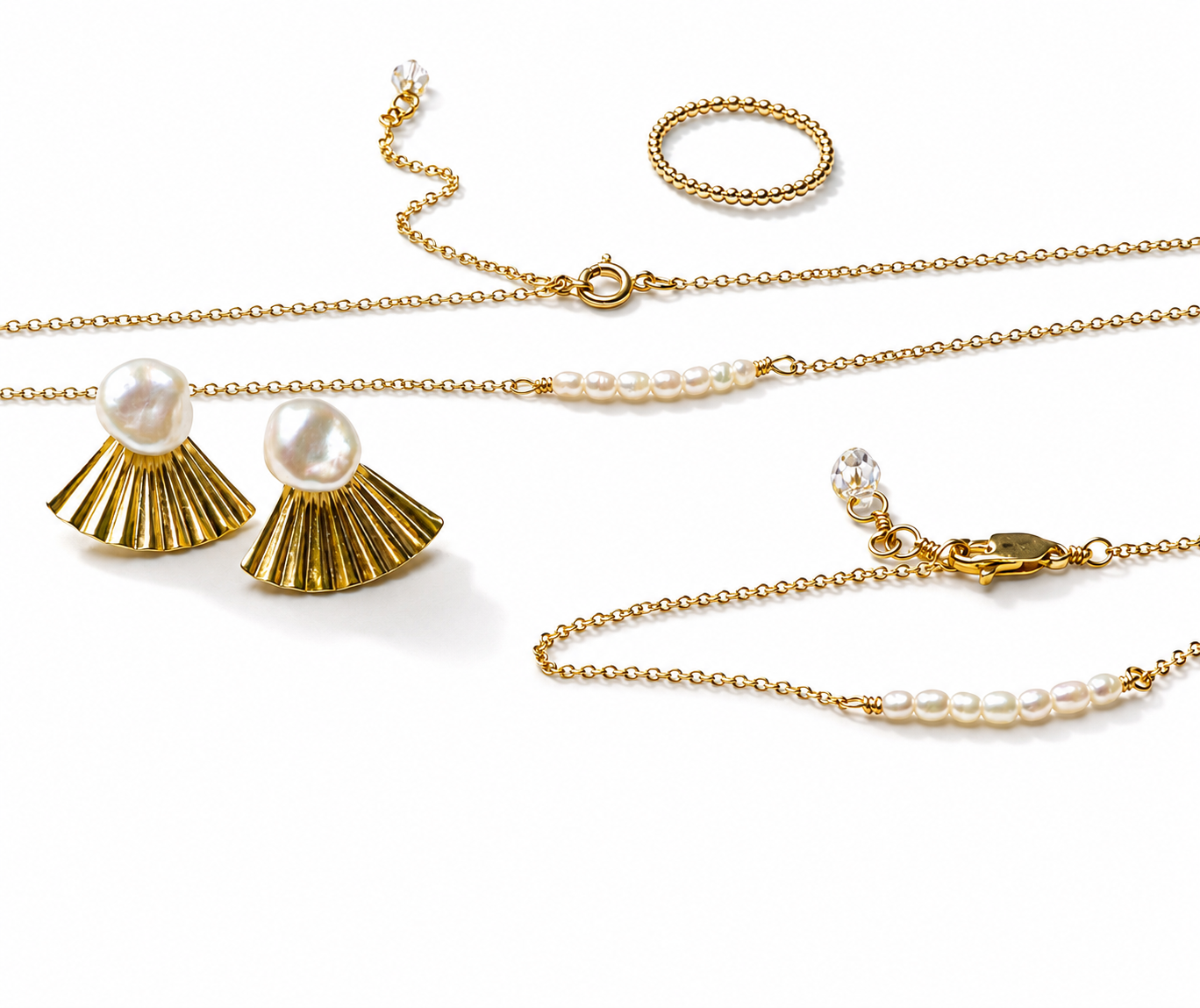 Rice Pearls Necklace with Swarovski Clasp