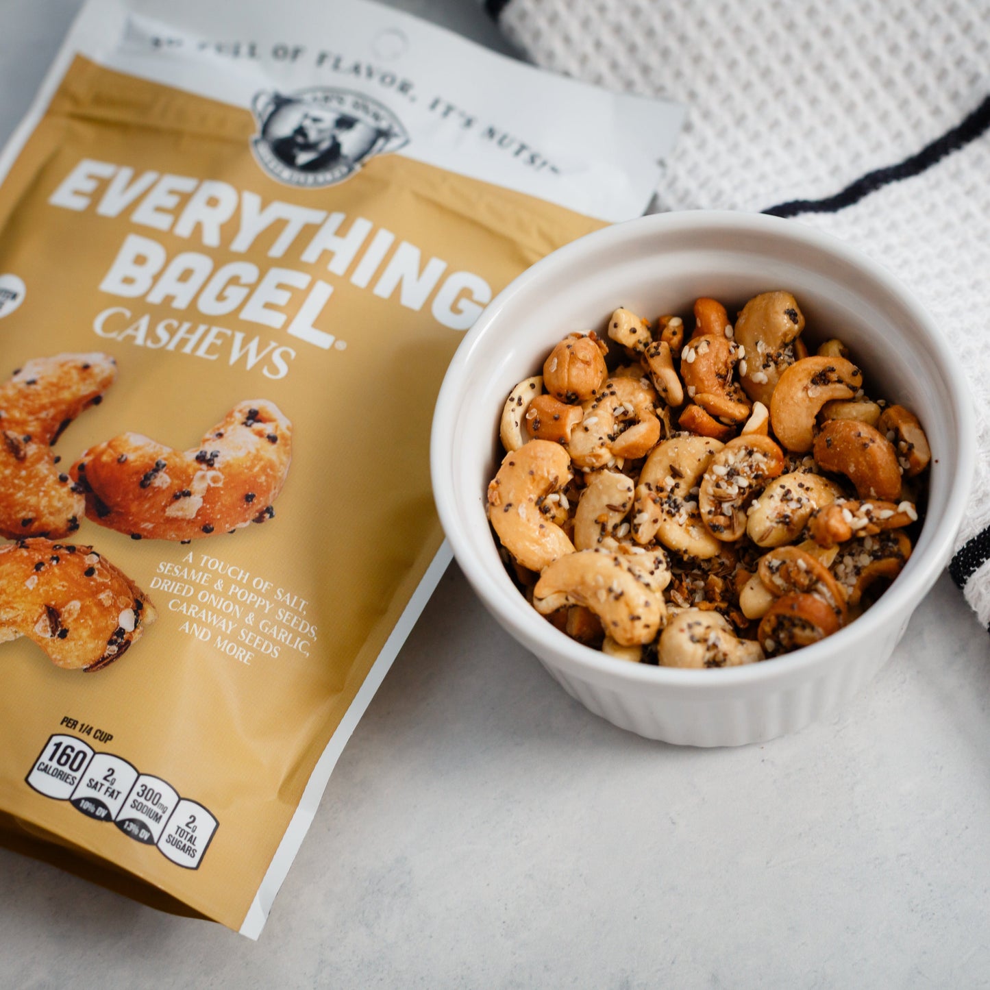 SALE CLOSE DATED | Everything Bagel Cashews | 4 oz | Brenmar