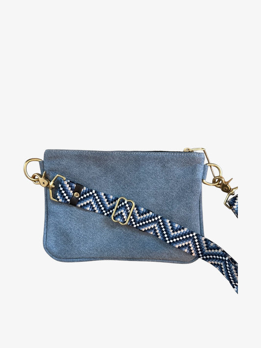 Alice Crossbody Bag, Denim Printed Leather by
