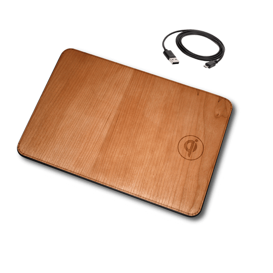 Oversize Wood Mousepad with 15 watt Wireless Fast Charger