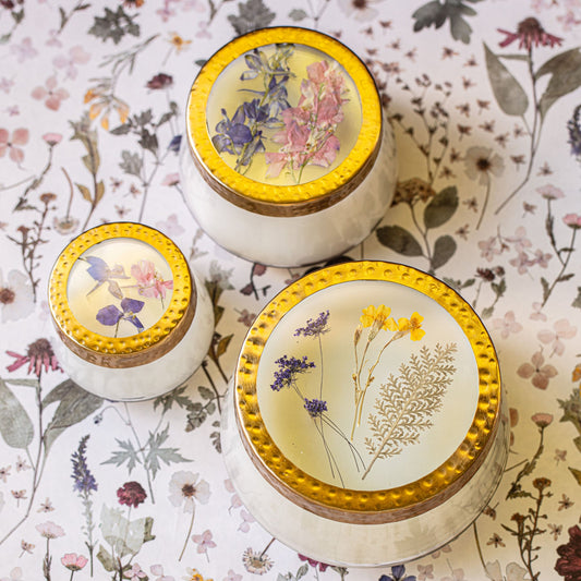 Roman Lavender Large Pressed Floral Candle