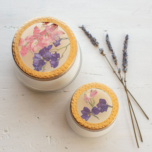 Roman Lavender Medium Pressed Floral Candle