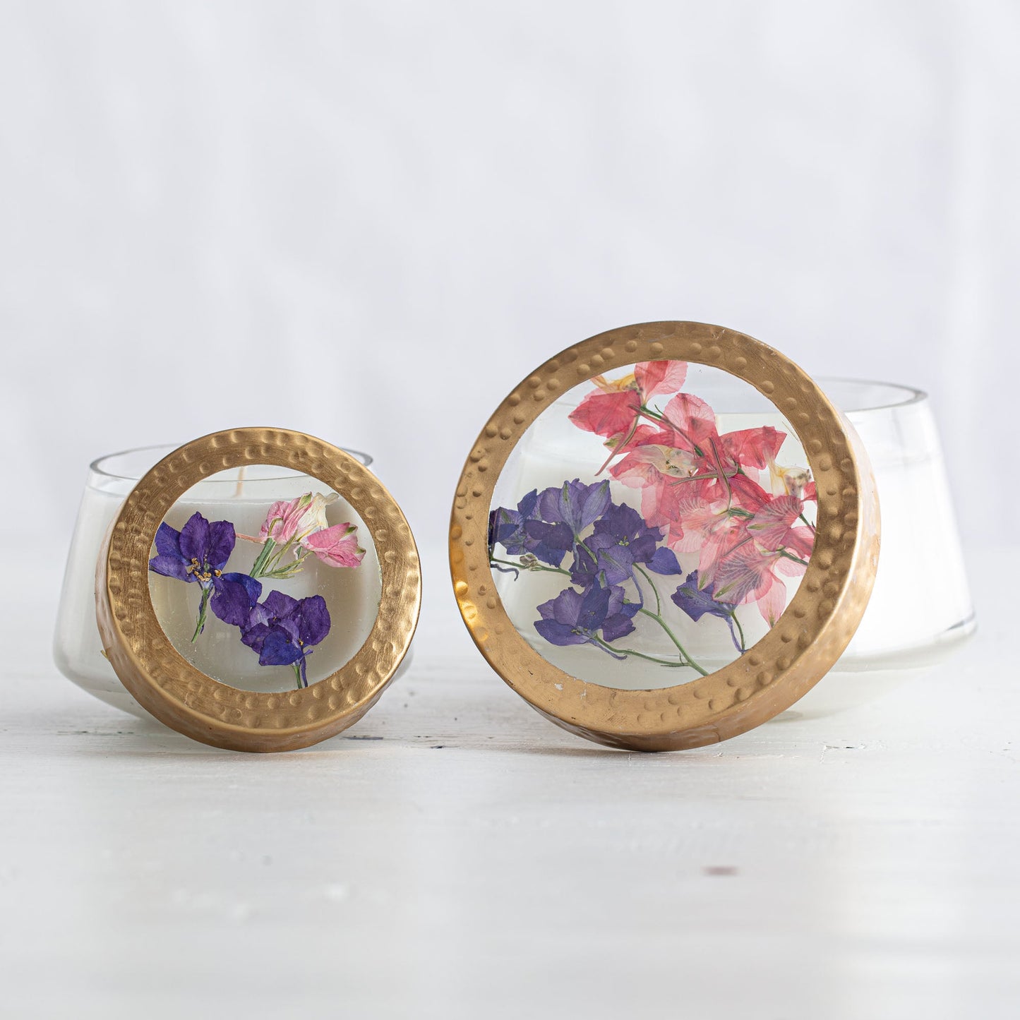 Roman Lavender Medium Pressed Floral Candle