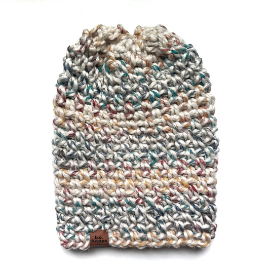 Crochet Simple Slouch Hat | Rainbow Slouchy Beanie