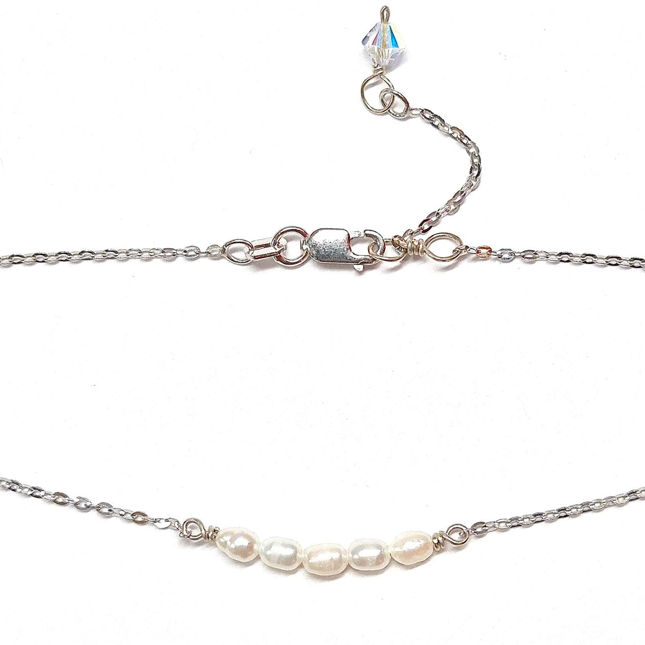 Rice Pearls Necklace with Swarovski Clasp