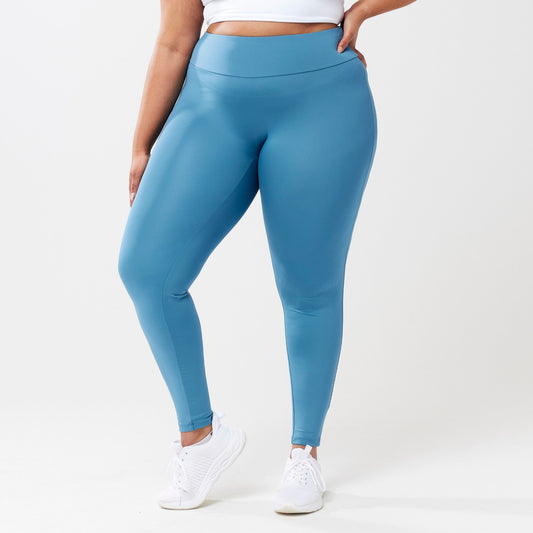 Women's Sustainable Athletic Leggings, Made in USA - Sky