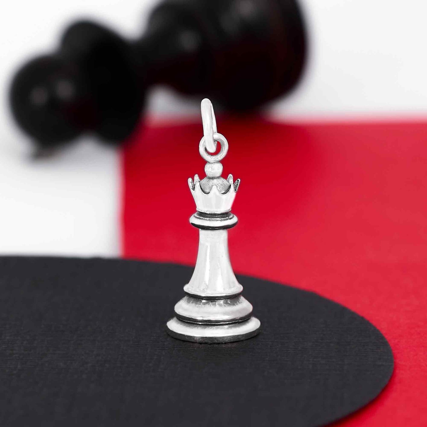 Solid Sterling Silver Queen Chess Necklace – 3D Charm on 18" Chain