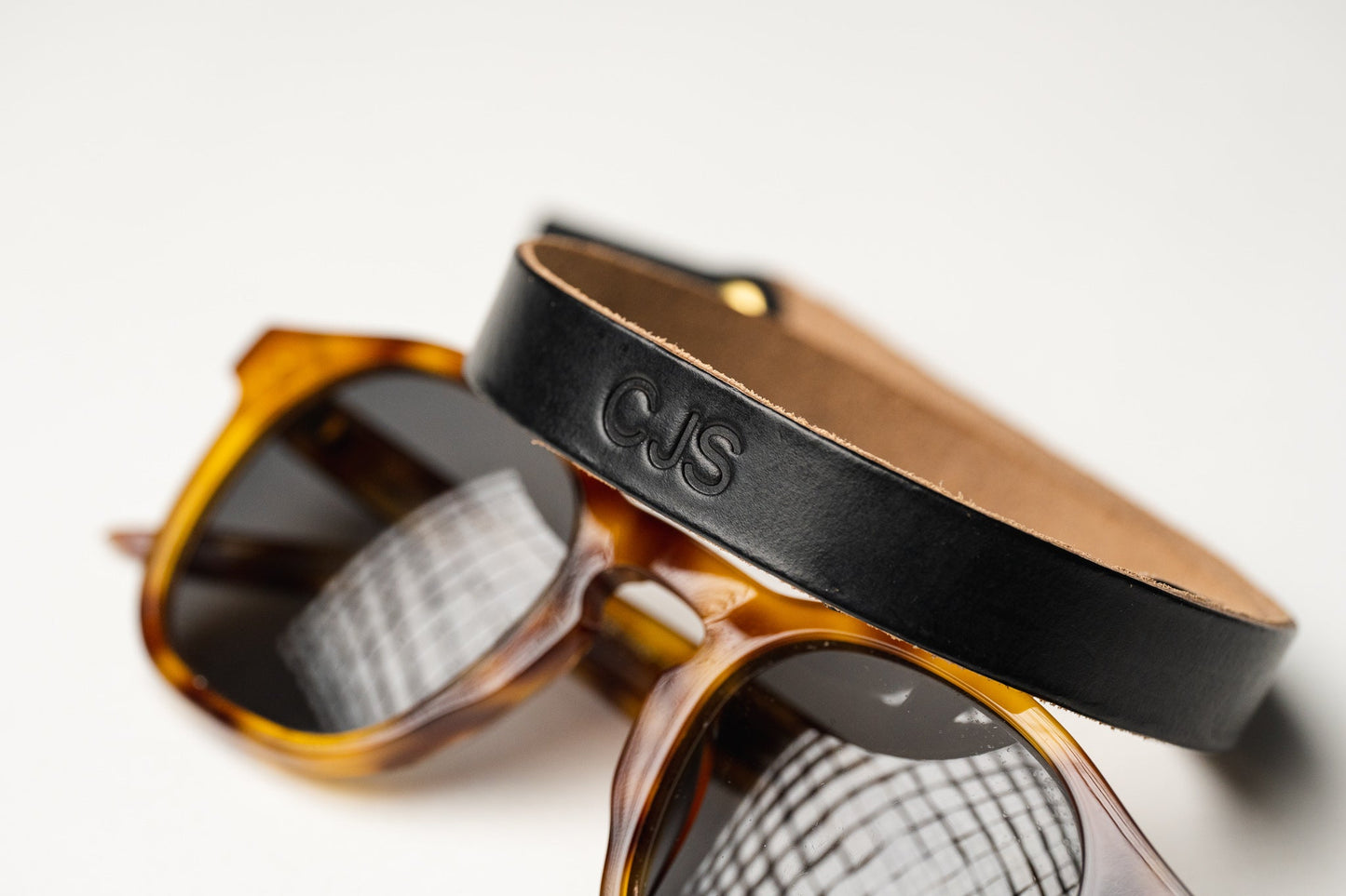 Monogrammed Leather Sunglass Strap (Waxed Classic Style)