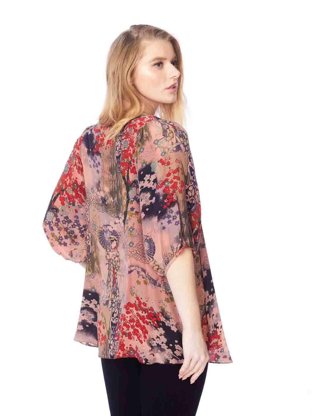 Tianello "Kazuko" Print Washable Silk "Shannon" Blouse