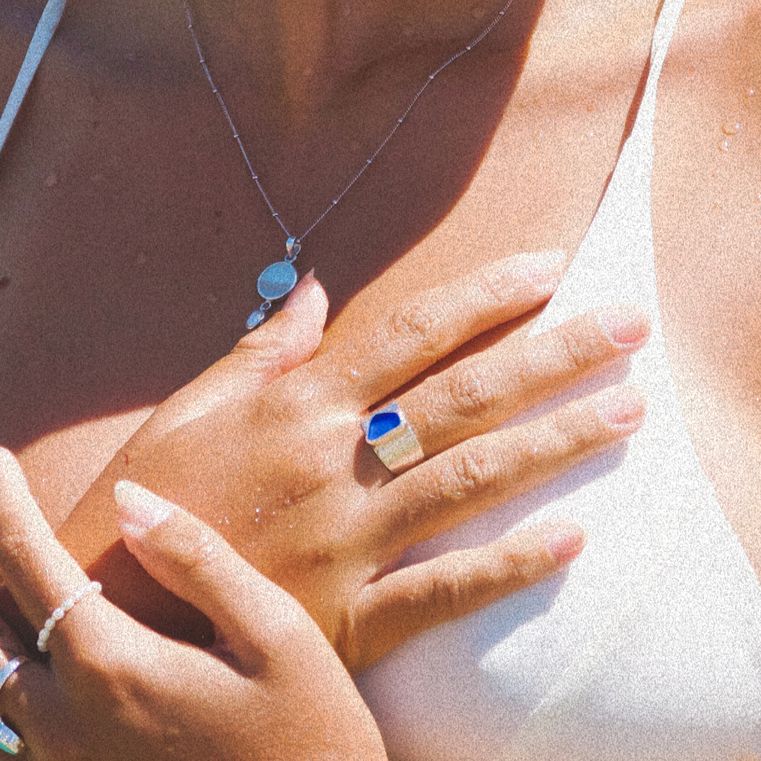 Blue Bold Sea Glass Band (Handmade)
