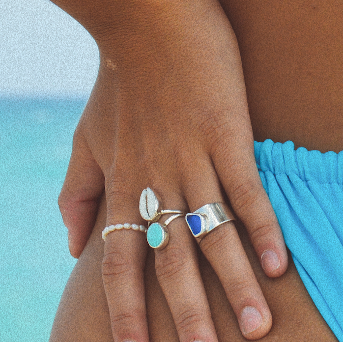 Blue Bold Sea Glass Band (Handmade)