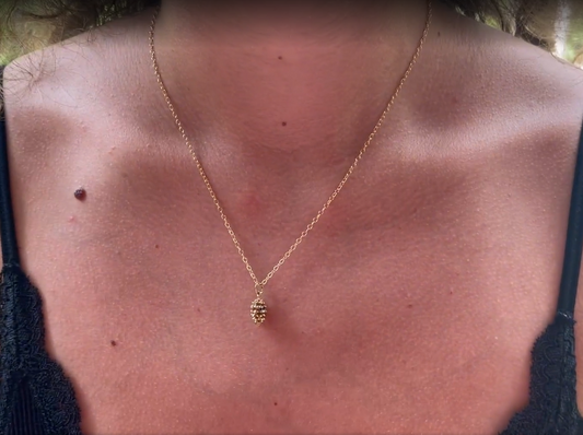 Gold Pinecone Charm 14k Gold Filled Necklace