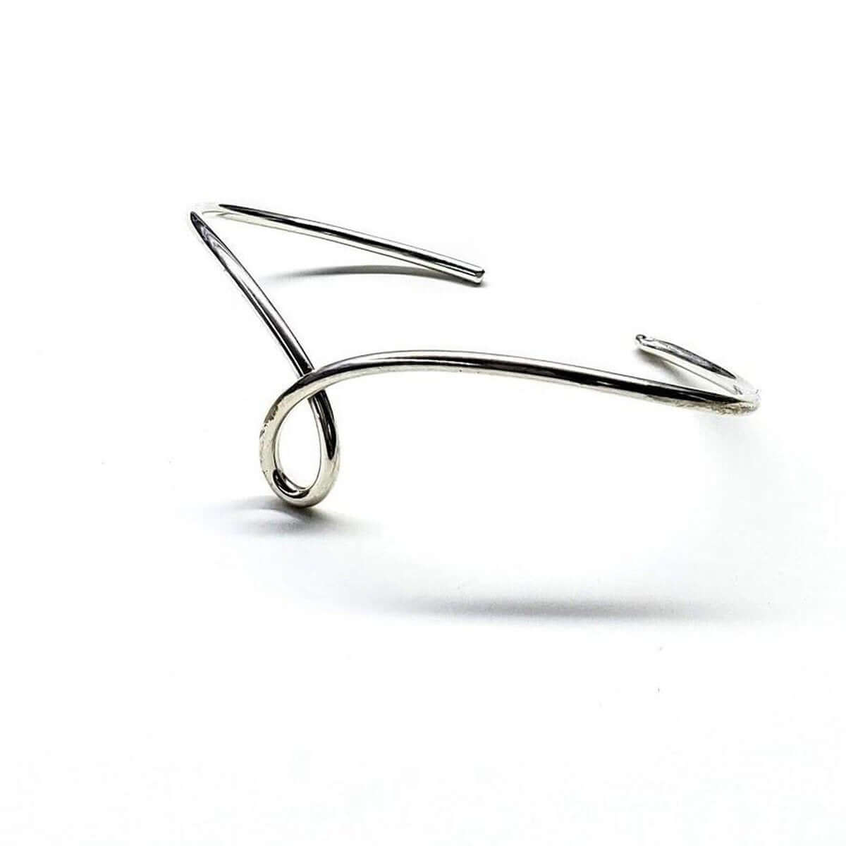 Handmade Wire Sculpted Silver Teardrop Bangle