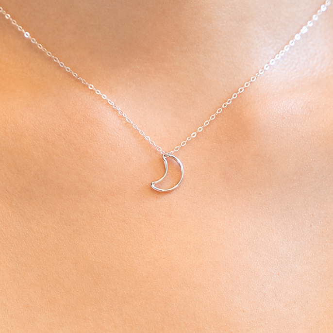 Crescent Moon Necklace with Swarovski Clasp