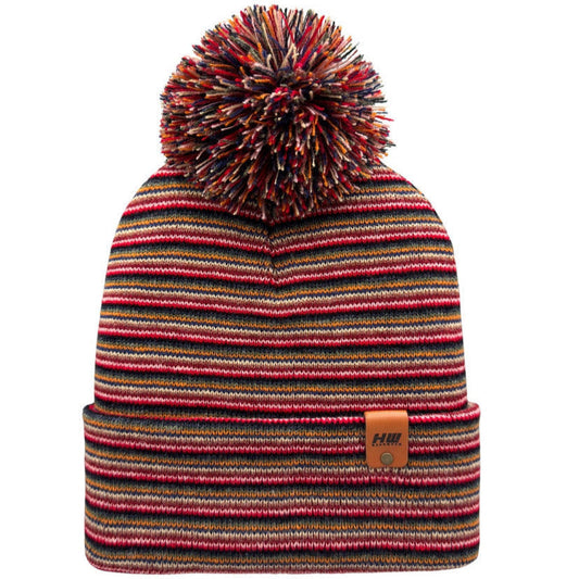 Traditional Pom Pom Beanie - Multi Color Knit Winter Hat- Made in USA