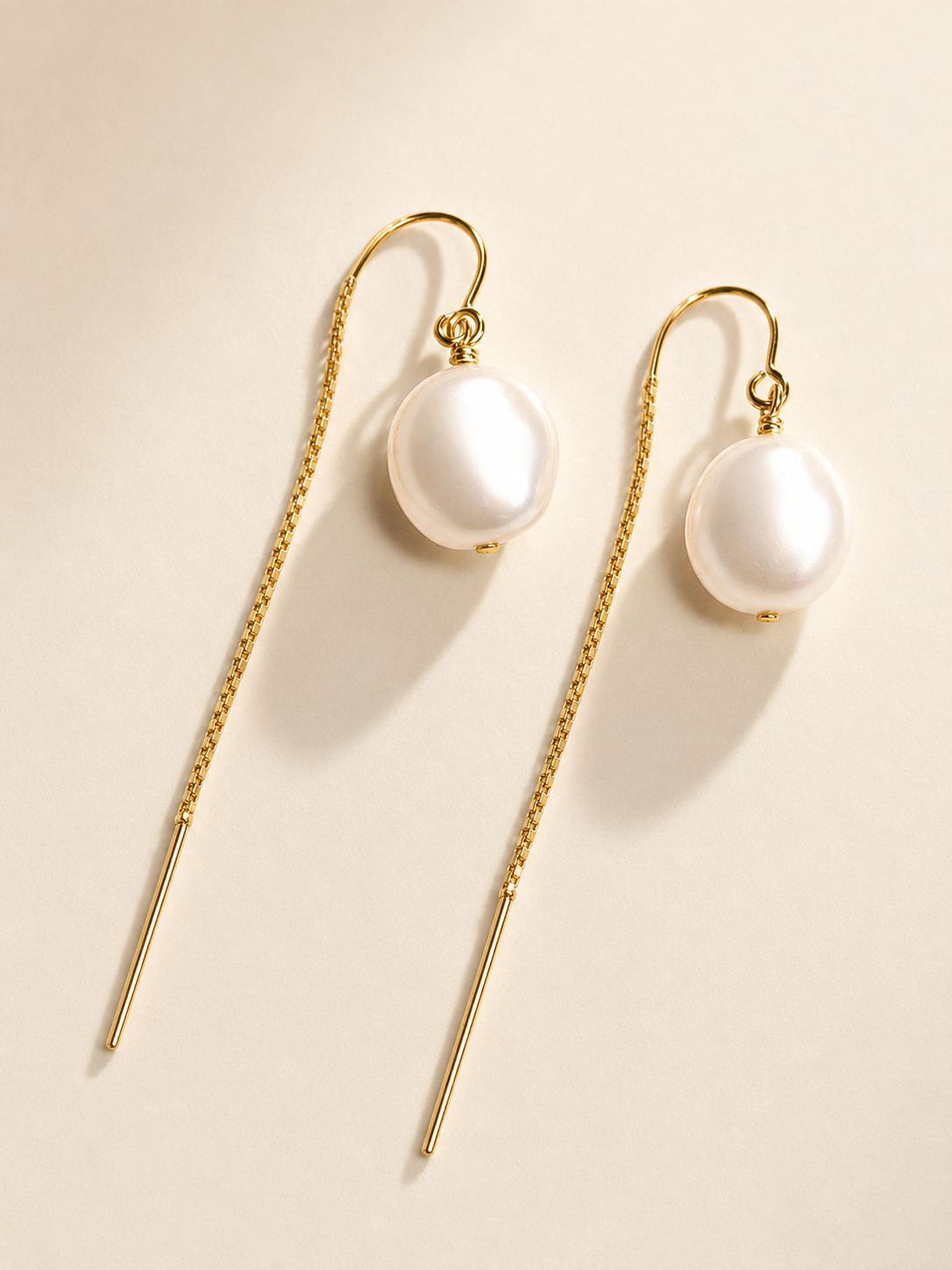 The Smooth Baroque Pearl Threader Earrings