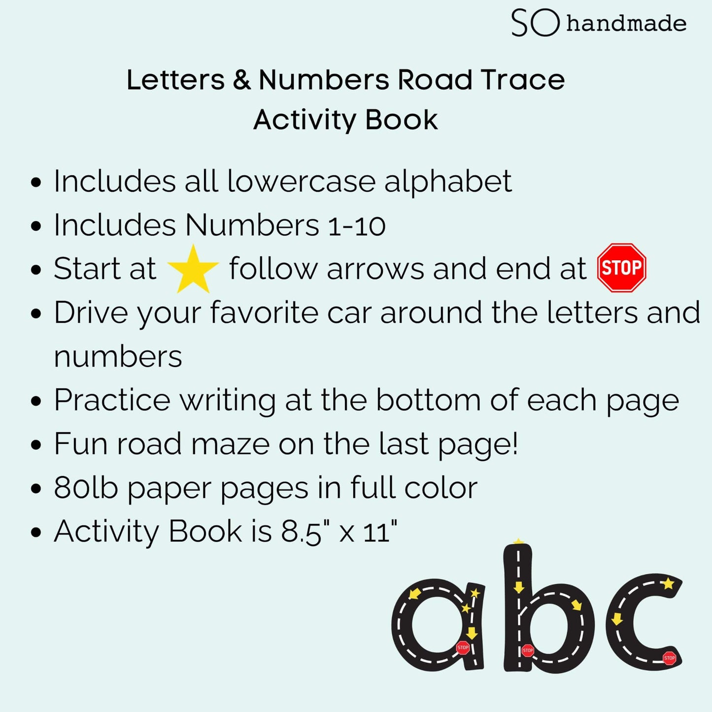 Road Trace Activity Book: Alphabet & Numbers Learning