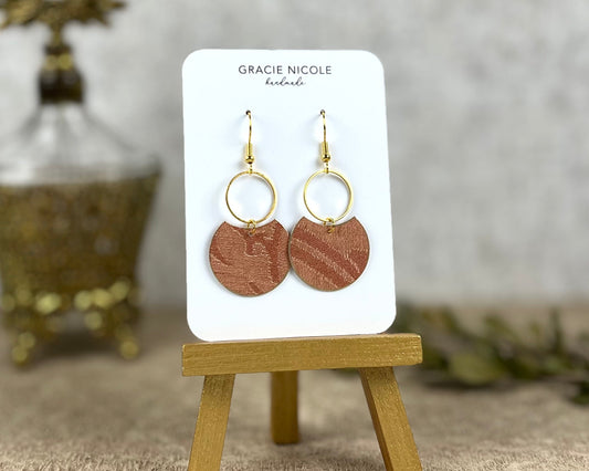 Cinnamon Red Crescent Dangles with Gold Hoops