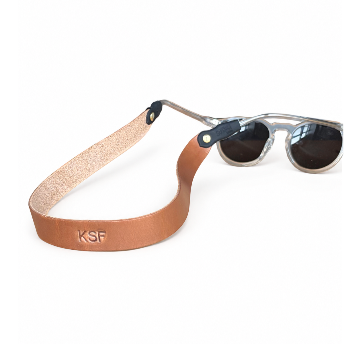 Monogrammed Leather Sunglass Strap (Waxed Classic Style)