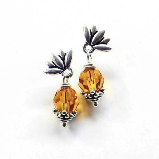 Silver Crystal Pineapple Steel Studded Earrings