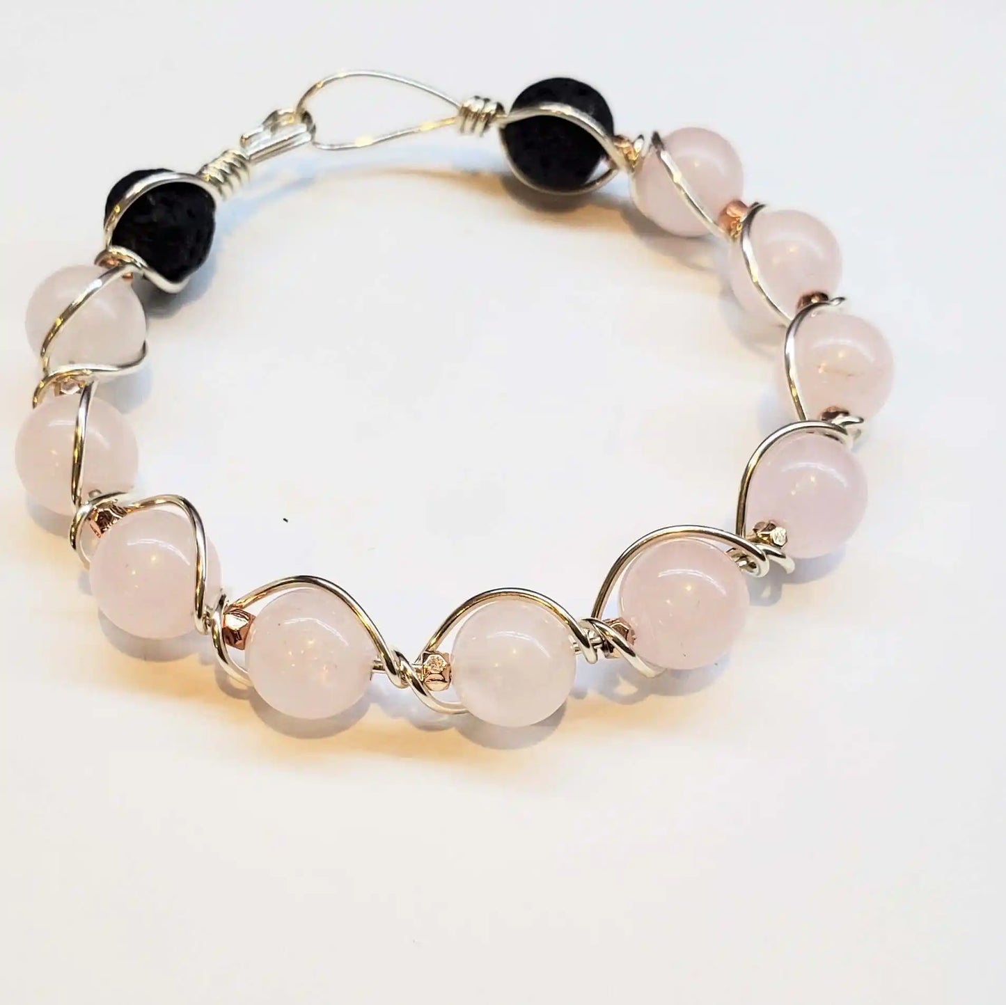 Sterling Silver Spiral Twist Wrap Gemstone Lava Rock Bangle Bracelet
