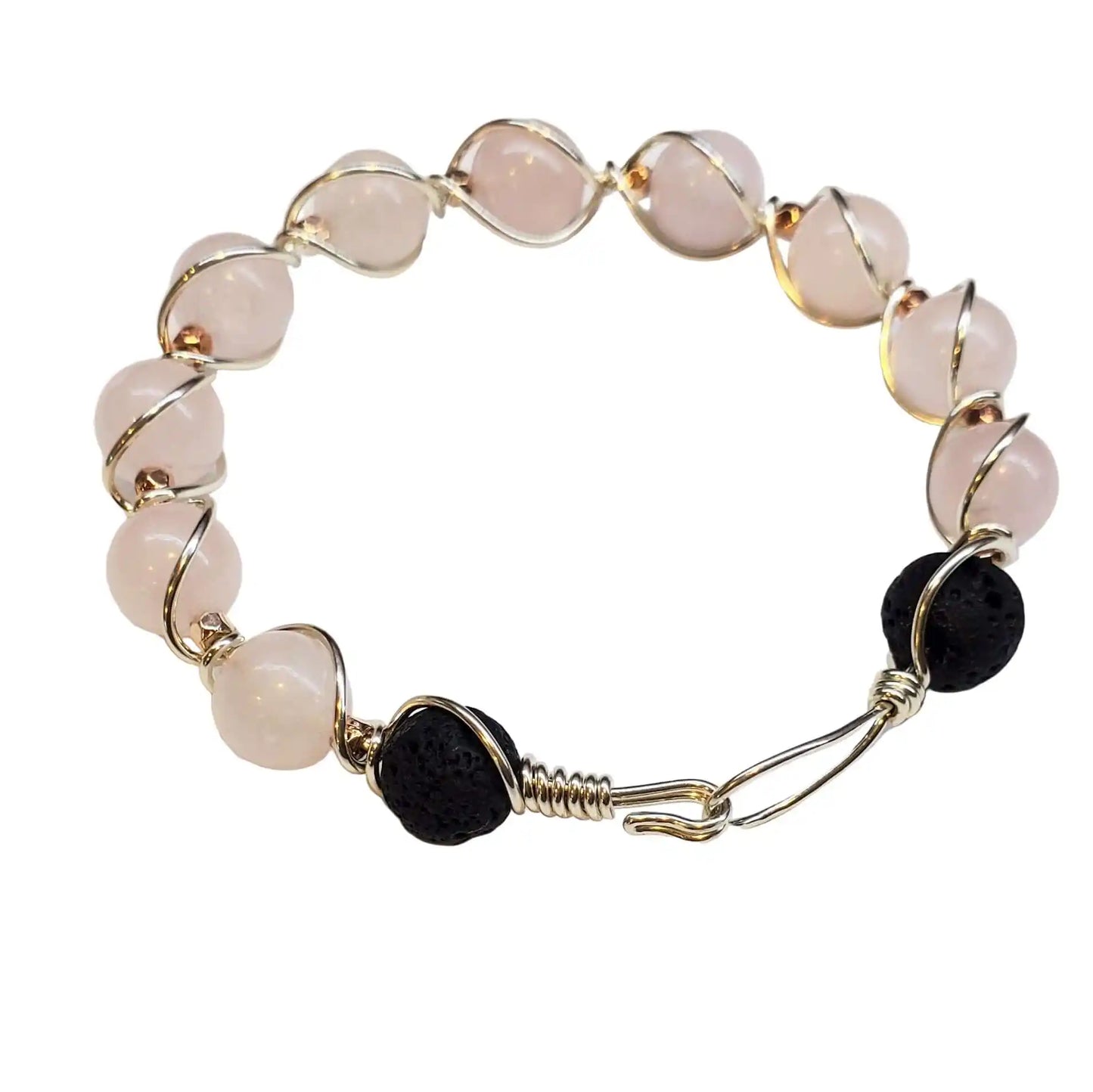 Sterling Silver Spiral Twist Wrap Gemstone Lava Rock Bangle Bracelet