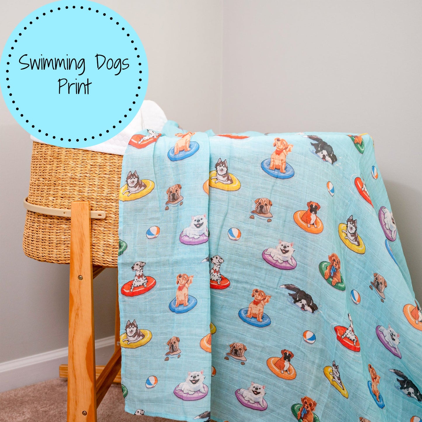 Poolside Pups Swaddle Blanket