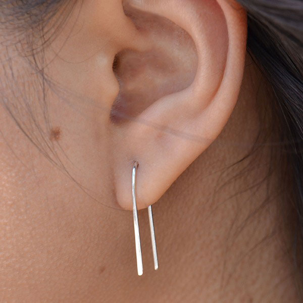 Sterling Silver Arc Earrings – Minimalist Lightweight Hook Earrings (23x7mm)