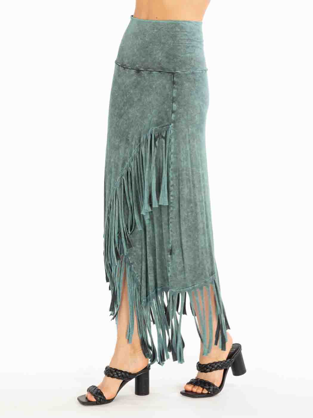 Tianello™ T-Party Knit "Paloma" Fringed Skirt