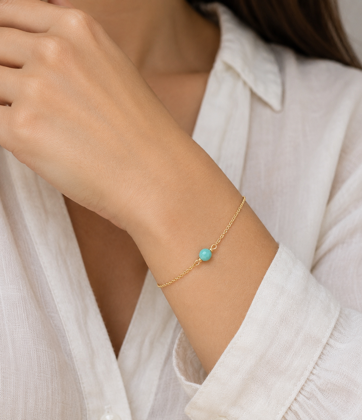 Turquoise Gemstone Bracelet with Swarovski Clasp