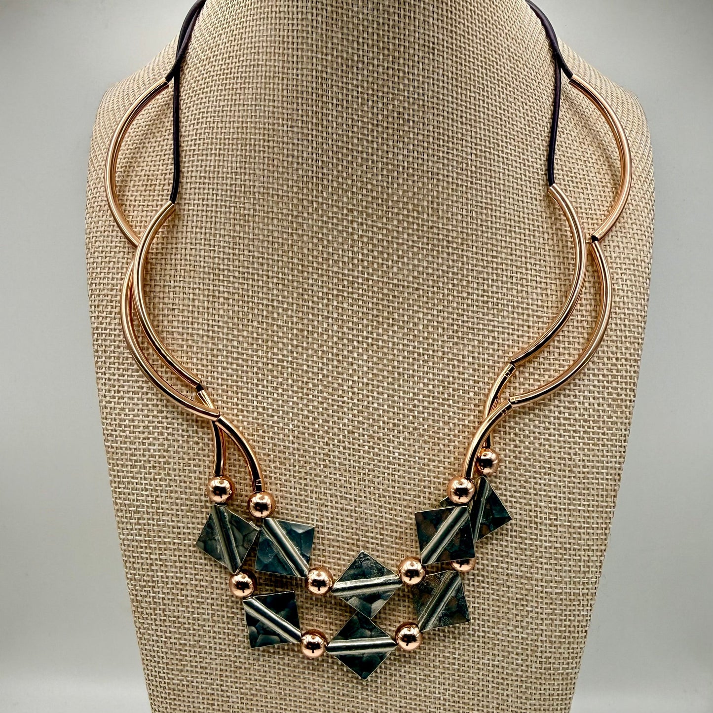 Eslin Tiered Leather and Mixed-Metal Necklace
