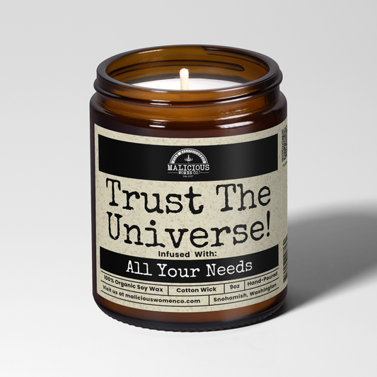 Trust The Universe! | Scent: Cedar & Suede | 9oz Witch Candle | Malicious Women Co