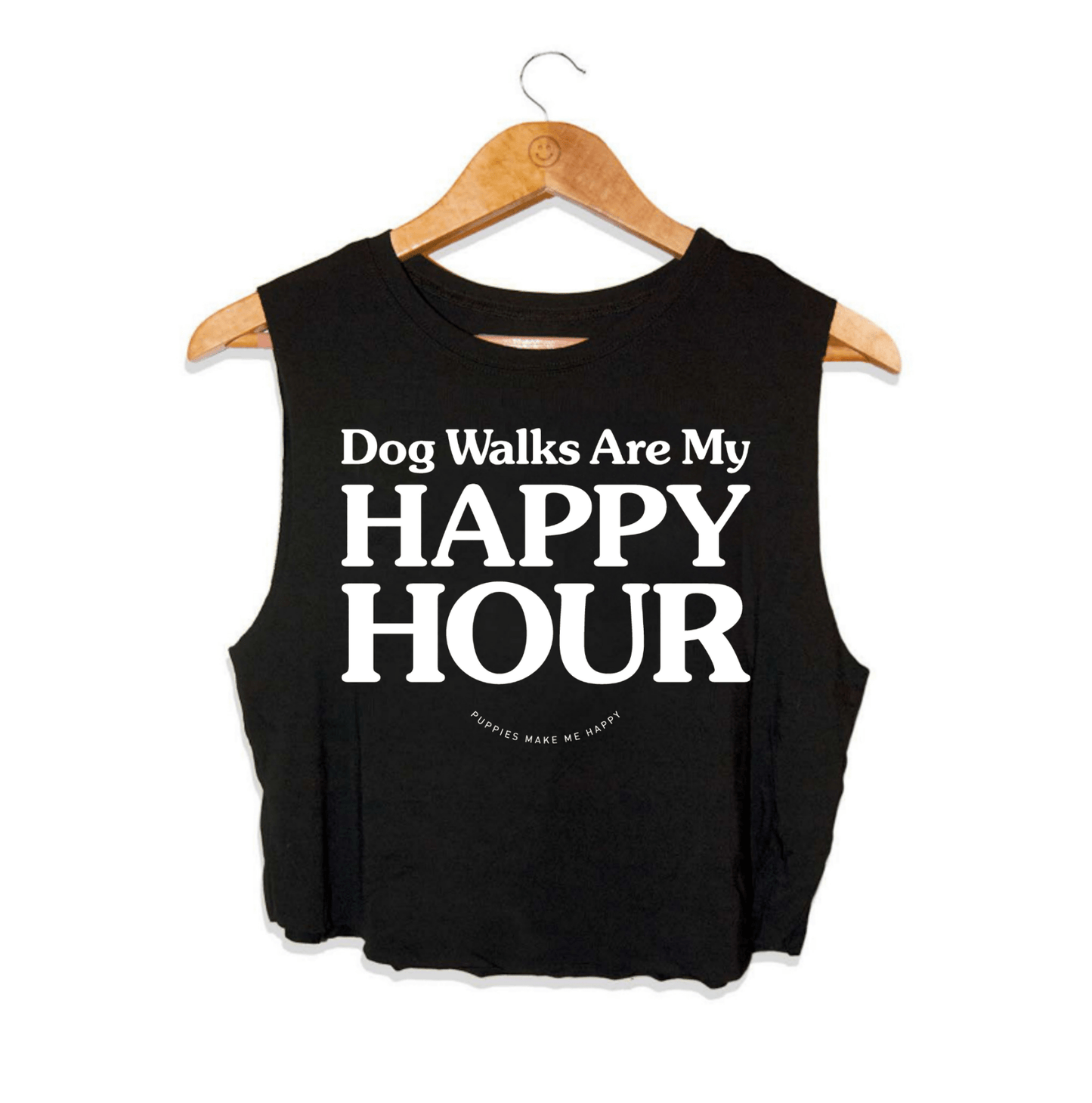 Dog Walks Are My Happy Hour Crop Top | Gift for Dog Lovers Made in USA