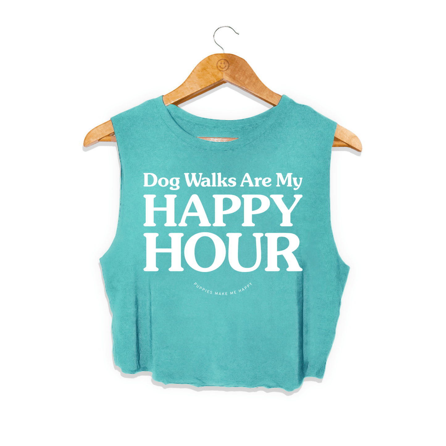 Dog Walks Are My Happy Hour Crop Top | Gift for Dog Lovers Made in USA