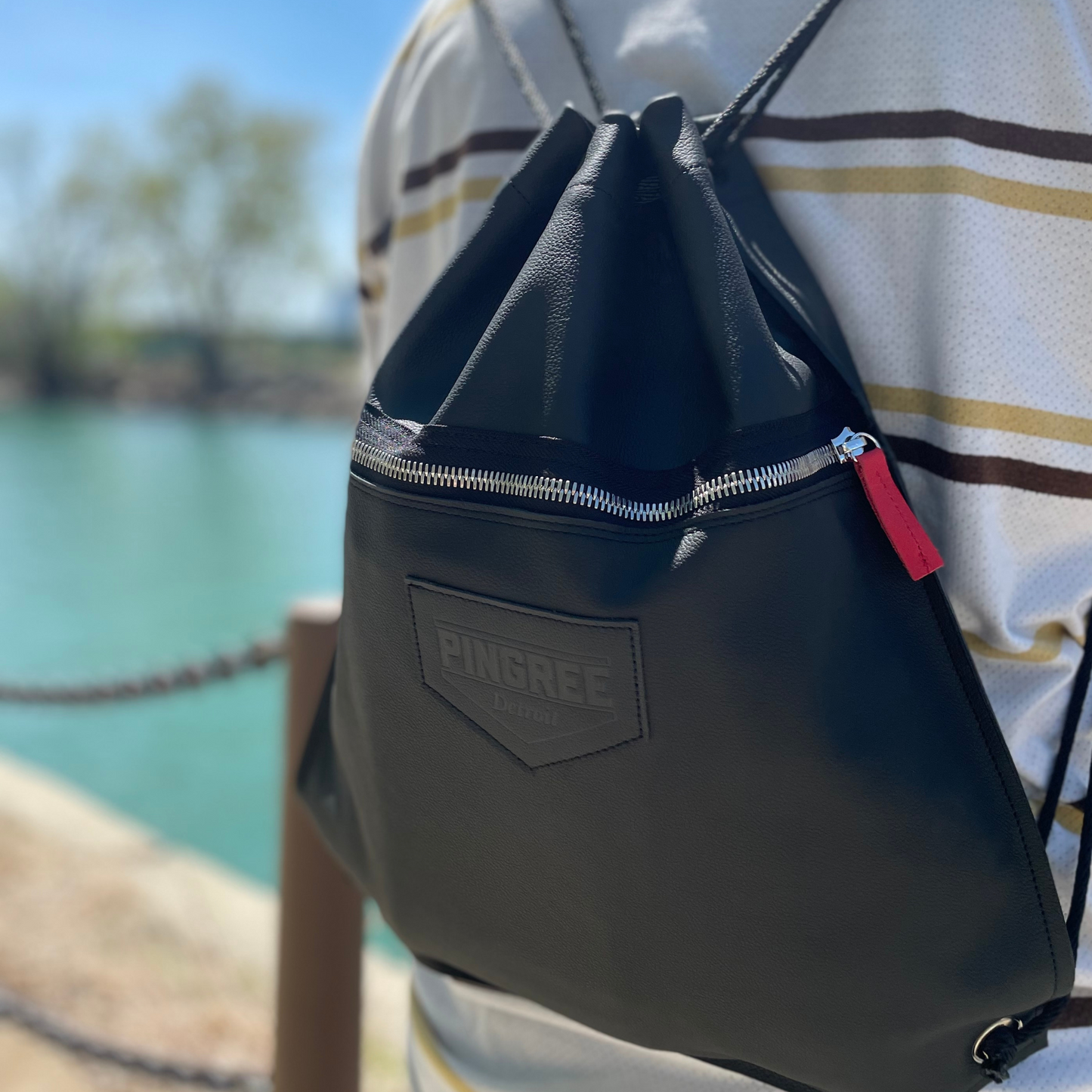 Detroit Drawstring Backpack in Leather ( Made to Order)