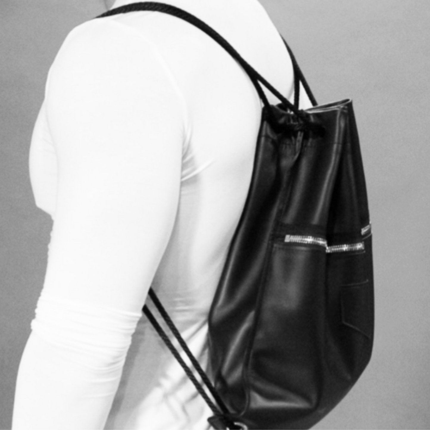 Detroit Drawstring Backpack in Leather ( Made to Order)