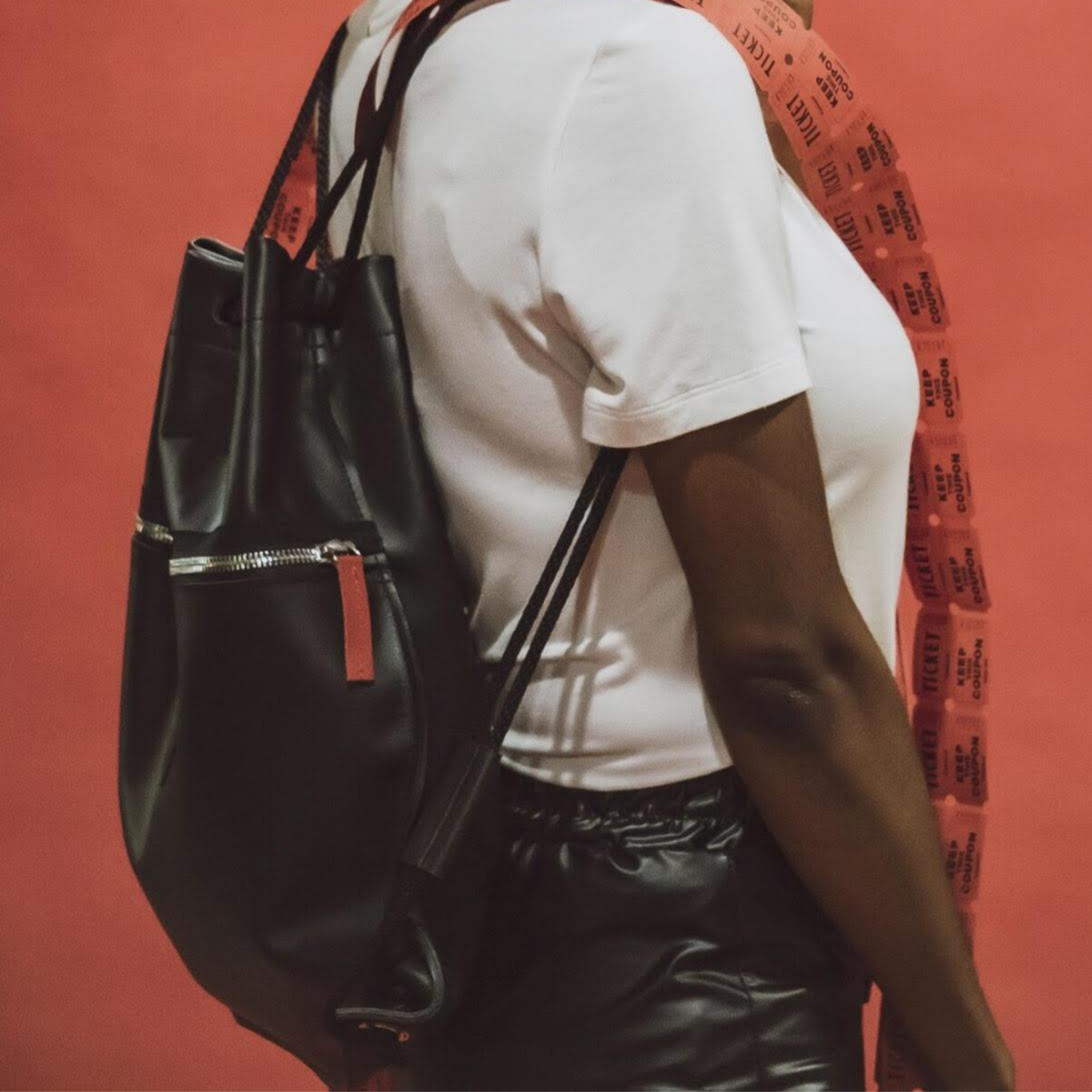 Detroit Drawstring Backpack in Leather ( Made to Order)
