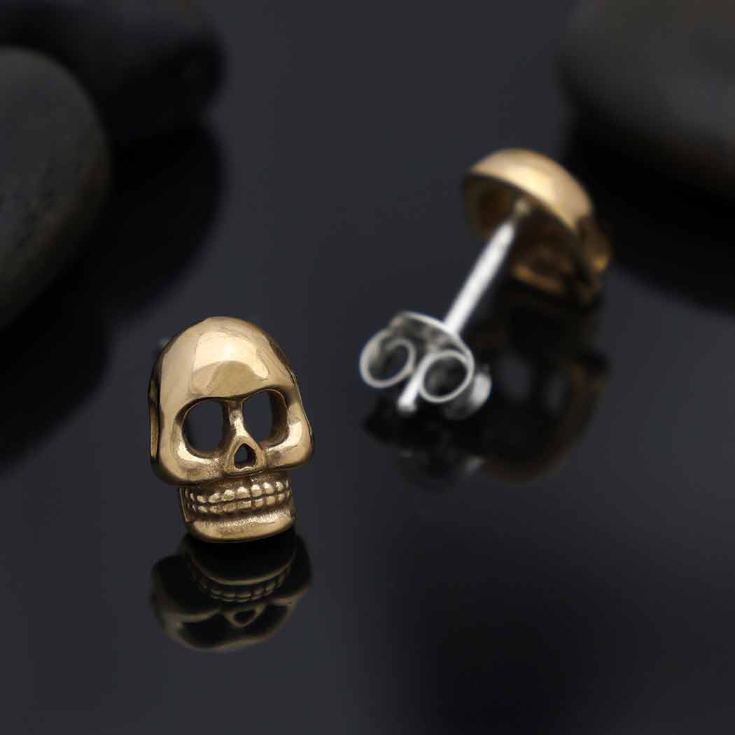 Bronze Skull Stud Earrings