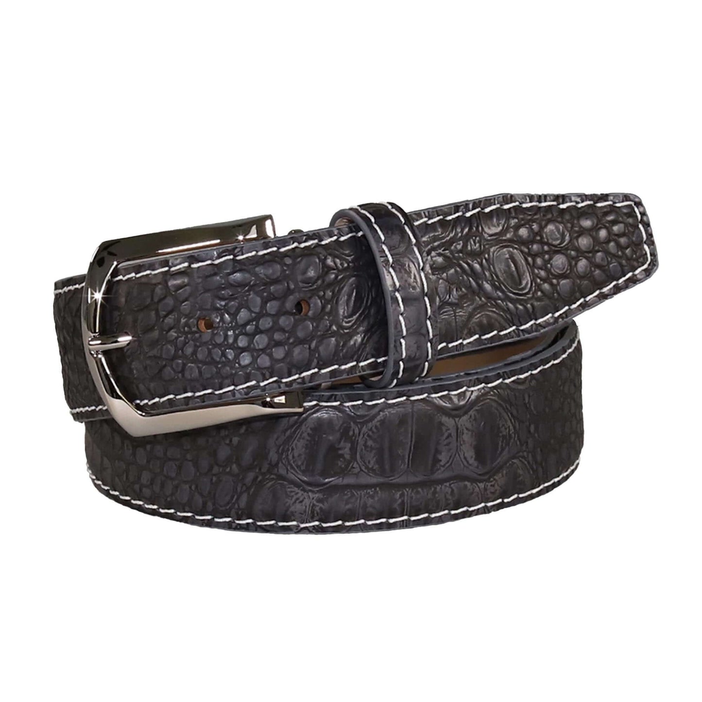 Vintage Gray Mock Croc Leather Belt